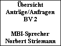 �bersicht
Antr�ge/Anfragen
BV 2

MBI-Sprecher
Norbert Striemann